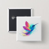 Exotic Rainbow Hummingbird Vierkante Button 5,1 Cm (Voorkant /achterkant)