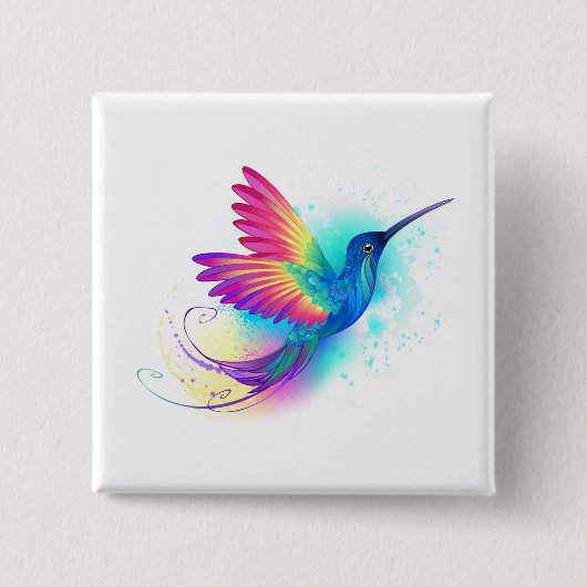 Exotic Rainbow Hummingbird Vierkante Button 5,1 Cm (Voorkant)