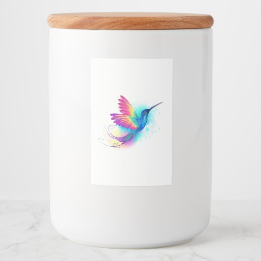 Exotic Rainbow Hummingbird Voedselcontainer Etiket (Voorkant)
