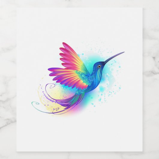 Exotic Rainbow Hummingbird Wijn Etiket (Enkel label)