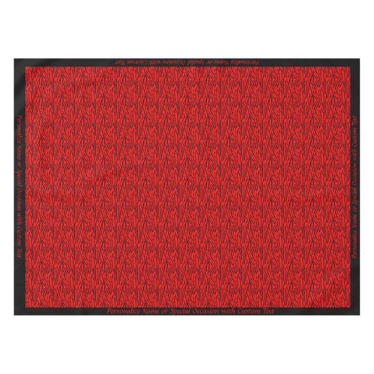 Exotic Red Black Animal Stripe Pattern personalise Tafelkleed (Voorkant (Horizontaal))