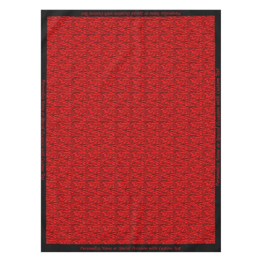 Exotic Red Black Animal Stripe Pattern personalise Tafelkleed (Voorkant)