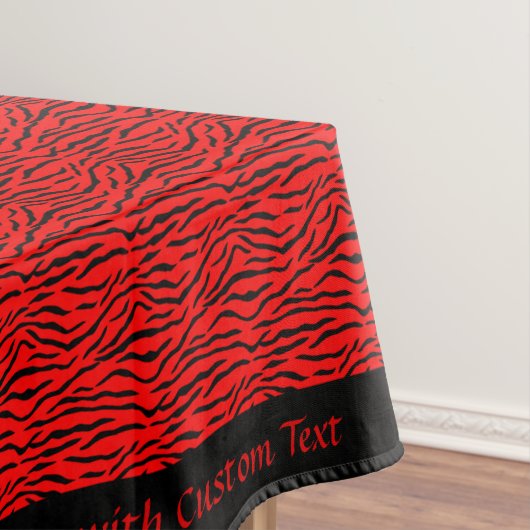 Exotic Red Black Animal Stripe Pattern personalise Tafelkleed (Voorbeeld)
