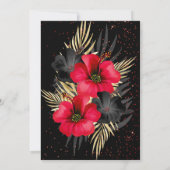 Exotic Red Black Gold Palms Floral Birthday Kaart (Achterkant)