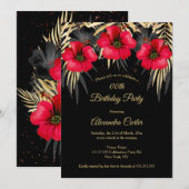 Exotic Red Black Gold Palms Floral Birthday Kaart (Voorkant / Achterkant)