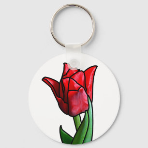 Exotic Red Glas in lood Tulp Sleutelhanger
