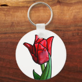 Exotic Red Glas in lood Tulp Sleutelhanger (Voorkant)