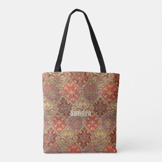 Exotic Red Gold en Plum Persian Rug Kijk Canvas ta Tote Bag (Achterkant)