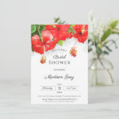 Exotic Red Hibiscus Flower Art Vrijgezellenfeest Kaart (Staand voorkant)