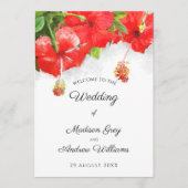 Exotic Red Hibiscus Flower Art Wedding Menu (Voorkant)