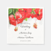 Exotic Red Hibiscus Flower Art Wedding Napkins Servet (Voorkant)