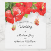 Exotic Red Hibiscus Flower Art Wedding Wijn Etiket (Enkel label)