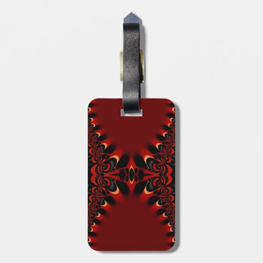 Exotic Red Lace Fractals Custom Luggage iD Labels (Achterkant verticaal)