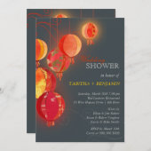 Exotic Red Paper Lantern Weddenschappen Couples Sh Kaart (Voorkant / Achterkant)