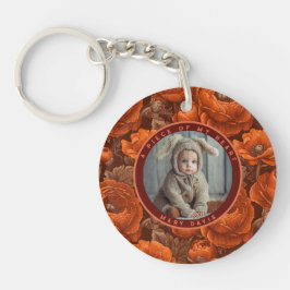 Exotic remembrance gift Custom Ranunculus Sleutelhanger