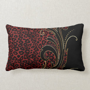Exotic Rich Dark Red Leopard Animal Patroon Kussen