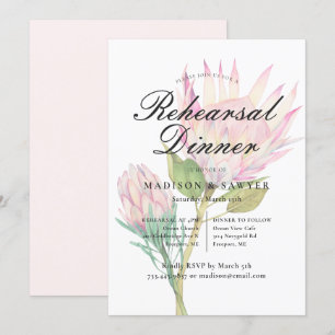 Exotic roze protea Floral Wedding Rehearsal Dinner Kaart