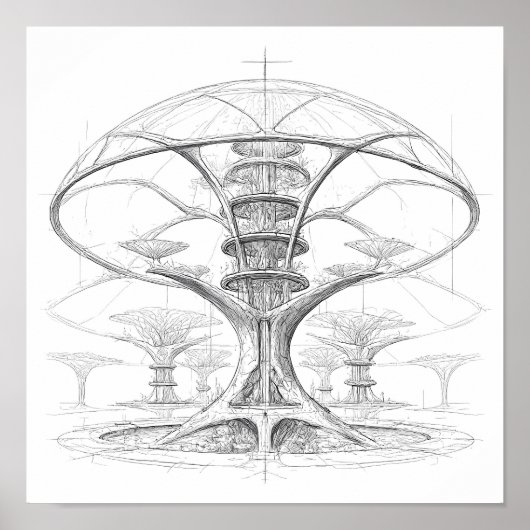 Exotic Sci-Fi Art: Alien Bio-Dome Hydroponic Poster (Voorkant)