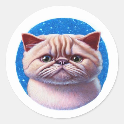 Exotic Shorthair Cat Ronde Sticker (Voorkant)