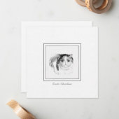 Exotic Shorthair Cat Sketch in Chalk & Charcoal Notitiekaartje (Voorkant / Achterkant in situ)