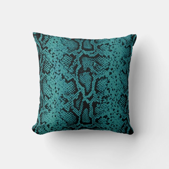 Exotic Snakeskin-patroon | turquoise Kussen (Voorkant)