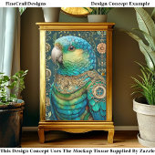 Exotic Steampunk Blue Green Parrot DX7L Decoupage Tissuepapier