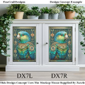 Exotic Steampunk Blue Green Parrot DX7L Decoupage Tissuepapier