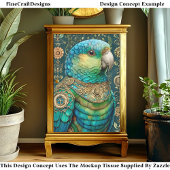 Exotic Steampunk Blue Green Parrot DX7R Decoupage Tissuepapier