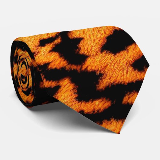 Exotic Stripped Big Cat Safari Deep Oranje Stropdas (Opgerold)