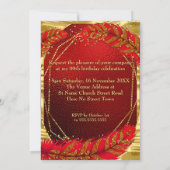 Exotic Stunning Red Gold Dress Feather Birthday Kaart (Achterkant)