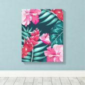 Exotic Summer Floral design Canvas Afdruk (Insitu (Houten vloer))