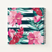Exotic Summer Floral design Monogram gestript Notitieboek (Achterkant)