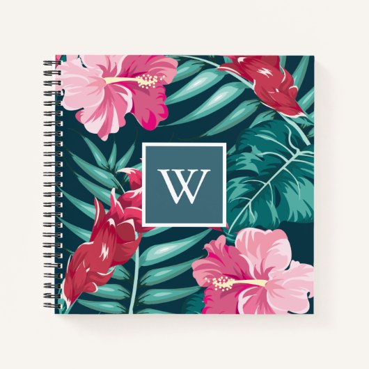 Exotic Summer Floral Design Monogram Notitieboek (Voorkant)