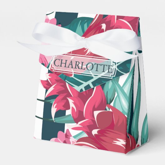 Exotic Summer Floral monogram gestript Bedankdoosjes (Voorkant Zijde)