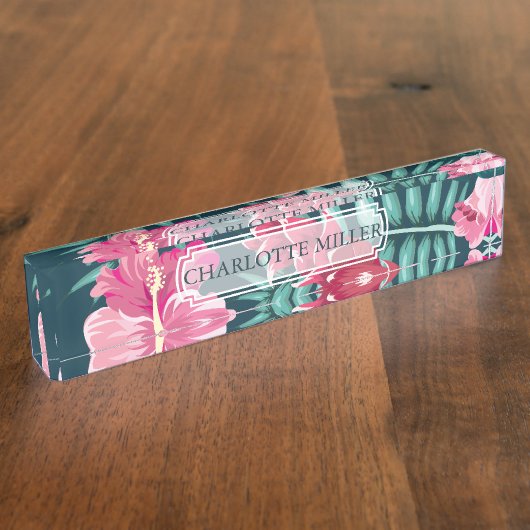 Exotic Summer Floral Monogram Naambordje (Zijkant)