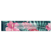 Exotic Summer Floral Monogram Naambordje (Voorkant)