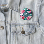 Exotic Summer Flowers Monogram gestript Ronde Button 5,7 Cm (In situ)