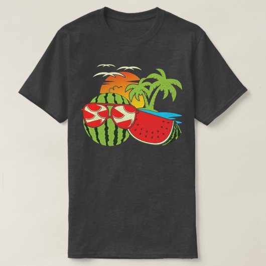 Exotic Summer Sunset Funny Melon Sunbril Tropic T-shirt (Design voorkant)