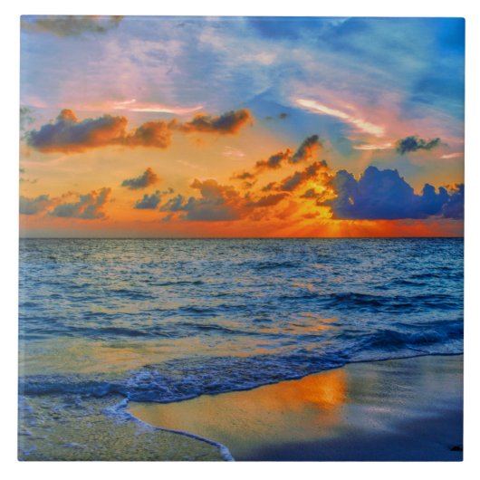 Exotic Sunset Beach Zee Tegeltje (Voorkant)