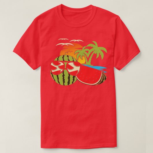 Exotic Sunset Funny Melon Sunbril Tropische Summie T-shirt (Design voorkant)