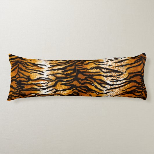 Exotic Tan & Gold Tiger Print Body Pillow Lichaamskussen (Voorkant)