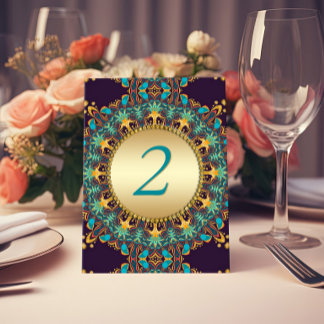 Exotic Teal Dark Blue Gold Tribal Bohemian Mandala Kaart