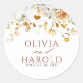 Exotic Terracotta Flowers Boho Botanical Wedding Ronde Sticker (Voorkant)