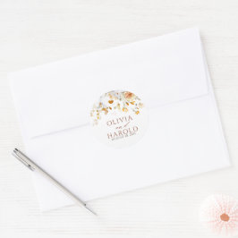 Exotic Terracotta Flowers Boho Botanical Wedding Ronde Sticker