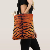 Exotic Tiger Fur Oranje en Black Animal Pattern Tote Bag (Dichtbij)