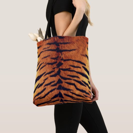 Exotic Tiger Fur Oranje en Black Animal Pattern Tote Bag (Dichtbij)