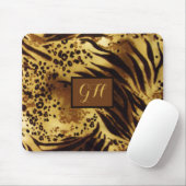 Exotic Tiger Stripe Print Retro Animal Monogram Muismat (Met muis)