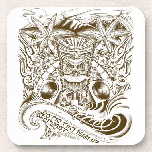 Exotic Tiki Island Podcast Drink Coasters Bier Onderzetter (Voorkant)