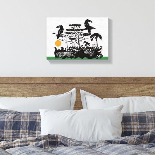 Exotic Toucan and Jungle Scene Canvas Print (Insitu (Slaapkamer))