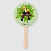 Exotic Toucan Duo Name en Date Green Handwaaier (Achterkant)
